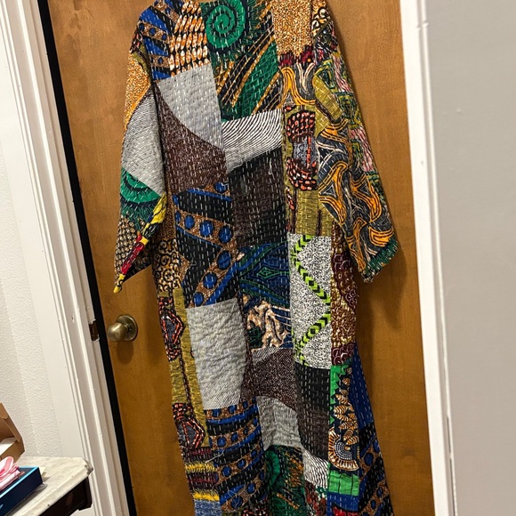 11. Raj Multicolor Patchwork Kantha Women's Coat - Picture 2 of 2